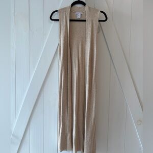 London Kaye Beige Knit Longline Cardigan Vest - Small
